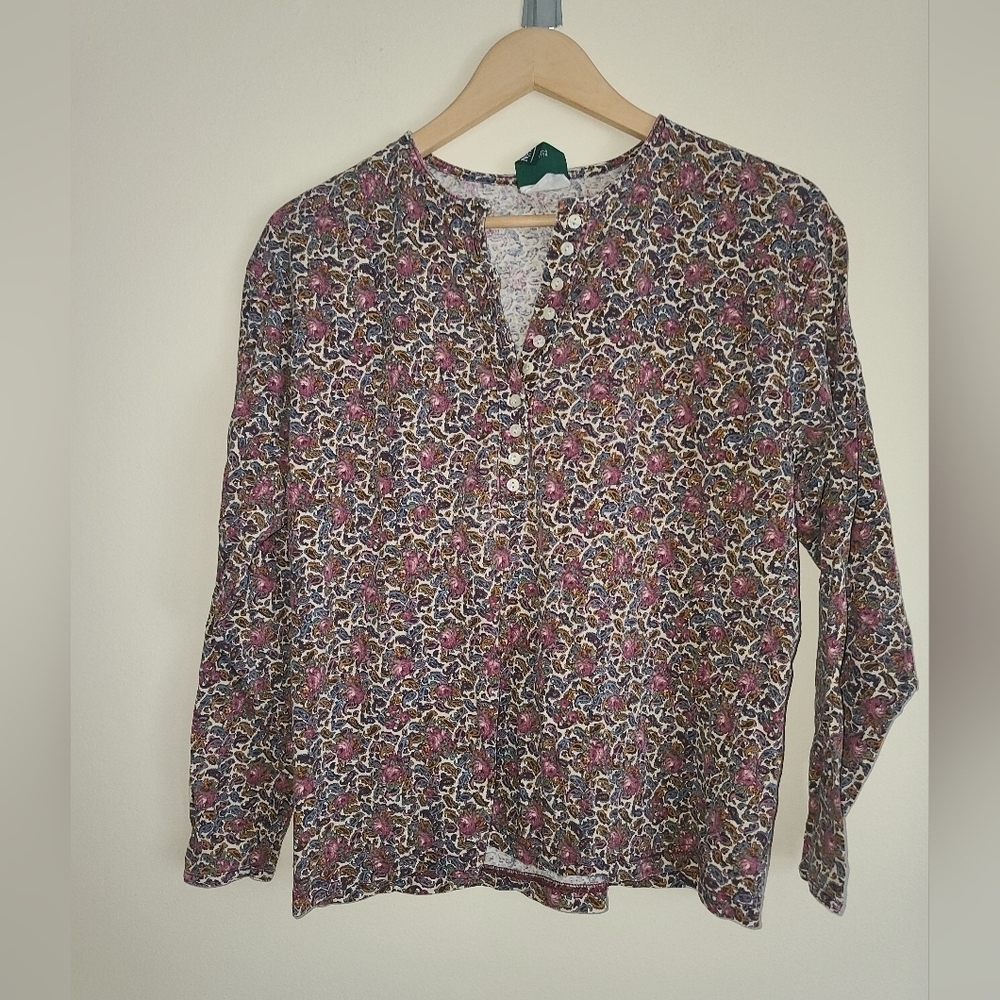 Northern Reflections Floral Henley Tee Large Floral Long Sleeve